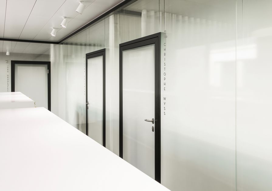 translucent sound absorbing curtain WHISPER classic Hirslanden Clinic Dost Architects