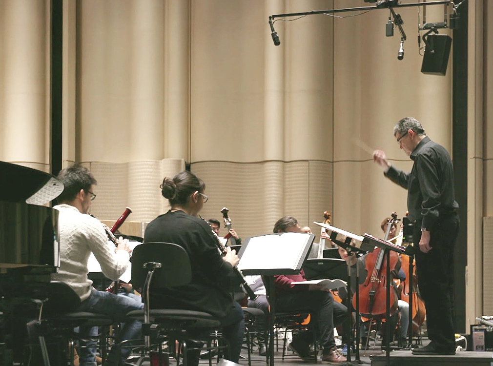 Probe Musiker im Konzertsaal University Campus Toni Areal Zurich 